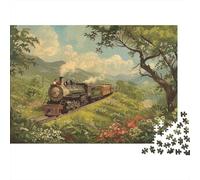 Charming Train Jigsaws 1000 Pieces for Adults with Unique Shapes Centenary Jigsaws Rural Steam Train As A Perfect Office Break Puzzle for Workplace Leisure 38x26cm/1000pcs