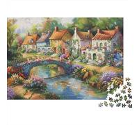 Charming Village Scene 1000 Piece Jigsaws with Precision Cut Personalised Jigsaws As A Party Puzzle Game for Social Gatherings 38x26cm/1000pcs