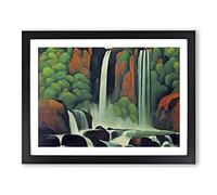 Charming Waterfall Framed Print | A3 Black Framed Wall Art | Ready to Hang | Modern Landscape Picture | Living Room Bedroom Lounge Office