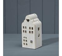 Charming White Ceramic House Tealight Holder