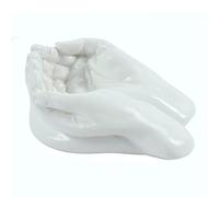 Charming White Resin Cupped Hands Ornament - 2.5cm x 5.5cm (1 Pc.) - Unique & Stylish Design for Tabletop Display - Great Home Decor Accent