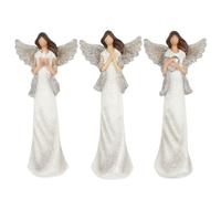 Charming White Resin Peace Pray Love Small Angels - 18.5cm x 8cm (Set of 3) - Unique & Festive Christmas Ornaments, Durable Material - Perfect for Holiday Season