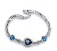 Charming Women's Austrian Crystal Titanic Inspired Heart of Ocean Bangle Bracelet (Ocean Blue)