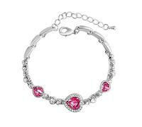 Charming Women's Austrian Crystal Titanic Inspired Heart of Ocean Bangle Bracelet (Rose)
