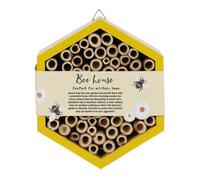 Charming Wooden Bee House. Includes Metal Hanger. Great For Solitary Bees (H15 X W16.5 Cm)