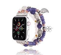 CHARMINGO Beaded Bracelet Compatible with Apple Watch Band Women 38/40/41mm, Boho Vintage Ethnic Antique Style Handmade Crystal Stretchy Strap for iWatch Bands Series Ultra 2 SE 10 9 8 7 6 5 4 3 2 1,