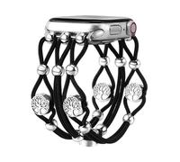CHARMINGO Beaded Bracelet Compatible with Nylon Apple Watch Band 40mm 41mm 38mm Women, Boho Western Braided Stretchy Solo Loop Dressy Strap for iWatch Band Series 9 8 7 6 5 4 3 2 Se Ultra &2