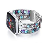 CHARMINGO Bohemian Beaded Bracelet Compatible with Apple Watch Unisex 38mm 40mm 41mm 42mm 44mm 45mm 49mm Multilayer Natural Stone Leather Bracelet Handmde Bracelet, 38mm/40mm/41mm, Metal, No Gemstone