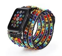CHARMINGO Boho 5 Wraps Bracelet Compatible with Beaded Apple Watch Band for Women Men 38mm/40mm/41mm, 7 Chakra Apple Watch Strap for Iwatch Band Series 7/6/5/4/3/2/1/SE