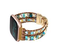 CHARMINGO Boho Braided Bracelet Compatible with Fitbit Versa 4/Versa 3/Sense/Sense 2 Bands for Women, Handmade Natural Stone Beaded Strap for Fitbit Smartwatch, Blue