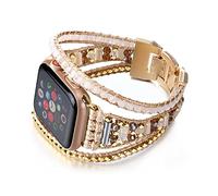 CHARMINGO Boho Leather Band Compatible with Apple Watch Band Beaded Bracelet for Women Men 38mm/40mm/41mm, Multilayer Wrap Apple Watch Strap for Iwatch Band Series 8 7 6 5 4 3 2 1 SE Ultra, Rose Gold
