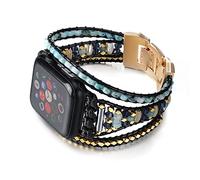 CHARMINGO Boho Leather Band Compatible with Apple Watch Band for Women and Men, Multilayer Beaded Bracelet, 42mm/44mm/45mm/49mm