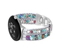 CHARMINGO Boho Leather Bands Compatible with Google Pixel Watch 1/2/3 41mm Band, Natural Stone Bracelet Dressy Strap Wristband Replacement for Google Watch Bands, Sliver Stone