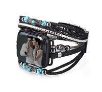 CHARMINGO Boho Leather Bracelet Compatible with Apple Watch Bands for Women Men 38/40/41/42/44/45/46/49 mm, Multilayer Wrap Dressy Strap for iWatch Band Series 11 10 9 8 7 6 5 4 3 2 1 SE 3 Ultra 2 3