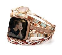CHARMINGO Boho Leather Bracelet Compatible with Apple Watch Bands for Women Men 38mm 40mm 41mm - Multilayer Wrap Dressy Apple Watch Strap for Cute Iwatch Band Series 10 9 8 7 6 SE Ultra 2 5 4 3 2 1 -