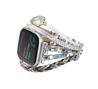 CHARMINGO Boho Leather Bracelet Compatible with Fitbit Versa 4/Versa 3/Sense/Sense 2 Bands for Women Men, Handmade Jewelry Multilayer Wrap Strap Replacement for Fitbit Smartwatch, Green