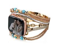 CHARMINGO Boho Watch Band Compatible with Apple Watch Bands Bracelet for Women Men 40mm 38mm 41mm - Leather Wrap Dressy Cute Apple Watch Strap for Iwatch Band Series 9 8 7 6 SE Ultra 2 5 4 3 2 1 -