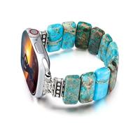 CHARMINGO Stone Beaded Bracelet Compatible with Apple Watch Band 42mm 44mm 45mm 46mm 49mm for Women, Handmade Jasper Turquoise Apple Watch Strap Wristband for iWatch Band Serises 10 9 8 7 6 5 4 3 2 1