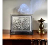 CharmInSilver 999 Pure Silver Goddess Laxmi & Sri Yantra Frame | 4x3.5 Inch Frame | Tabletop Stand | Suitable For Pooja Room,office Decks,Home Decor,Corporate Gifting,Car Dashboard
