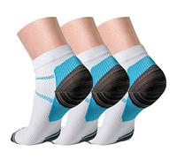 CHARMKING Compression Socks for Women & Men Circulation 15-20 mmHg is Best for Athletic Running Cycling Pregnant, 04 White/Blue, L-x-L