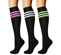 CHARMKING Compression Socks for Women & Men Circulation (3 Pairs) 15-20 mmHg is Best Support for Athletic Running Cycling