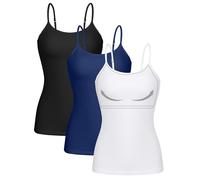 CharmLeaks Adjustable Spaghetti Strap Camisoles for Women Shelf Bra Slim Fit Sleeveless Tops Pack of 3 M