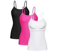 CharmLeaks Women's Slim Fit Camisole with Shelf Bra Adjustable Spaghetti Strap Summer Vest Top Pack of 3 XL