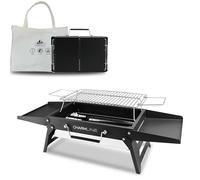 Charmline 34 x 23 cm Small Foldable Portable Charcoal Grill, Small Camping Barbecue Charcoal, Picnic Grill, BBQ Grill for Outdoor, Suitable for Gardens, Beaches, Lawns and Table Tops, Black