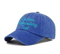 CHARMMYFASHION Personalised Baseball Cap for Women Men with Embroidery Text Washed Cotton Adjustable,Unisex,Vintage Style,Custom Hat Baseball Cap Dad Mam Gift (Sapphire)