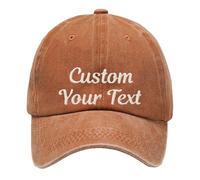 CHARMMYFASHION Personalised Baseball Cap Women Men with Embroidery Text Washed Cotton Adjustable,Unisex,Vintage Style,Personalised Custom Hat Baseball Cap Dad Mam Gift (Orange)