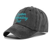 CHARMMYFASHION Personalised Baseball Caps for Men Women Customise Caps with Embroidery Any Text Washed Cotton Adjustable,Unisex,Vintage Style,Custom Hat Baseball Caps Dad Mom Gift (UK,Black)