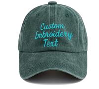 CHARMMYFASHION Personalised Baseball Caps for Men Women,Personalised Hat with Any Text Name Logo Embroidery Washed Cotton,Adjustable,Unisex,Vintage Style,Custom Hat Baseball Cap Dad Mam Gift (Green)