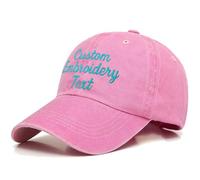 CHARMMYFASHION Personalised Baseball Caps for Women Men with Embroidery Text Washed Cotton Adjustable,Unisex,Vintage Style,Personalised Custom Hat Baseball Cap Dad Mom Gift(Pink)