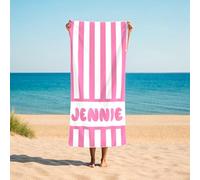 CHARMMYFASHION Personalised Beach Towel for Adults,Custom Beach Towels for Men Women,Personalised BeachTowel Microfibre for Kids Lightweight Quick Dry Swimmming, Yoga (Strip Beach Towel)