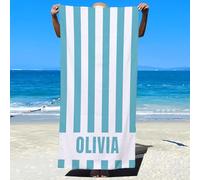 CHARMMYFASHION Personalised Beach Towel with Text for Adults, Custom Microfibre Towel for Men Women Kids, Lightweight Quick Dry for Swimming, Sports