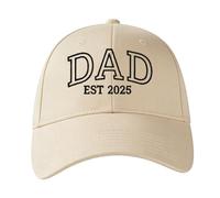 CHARMMYFASHION Personalised Caps Baseball Cap with Name Letter Embroidered Team Logo Custom Hat Caps for Men, Women,Dad Mom Gifts Customise, Adjustable Metal Buckle Beige