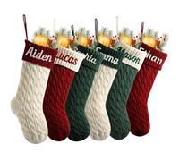 CHARMMYFASHION Personalised Christmas Stockings-Custom Christmas Stocking Embroidered Name,46cm/18in Large Cable Knitted Christmas Stockings Personalised Xmas, Fireplace Hanging Decorations