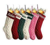CHARMMYFASHION Personalised Christmas Stockings-Custom Embroidered Name Christmas Stocking,46cm/18in Large Cable Knitted Christmas Stockings Xmas for Family,Fireplace Hanging Decorations(3PCS-A)