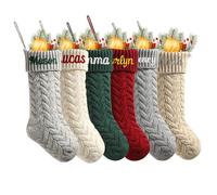 CHARMMYFASHION Personalised Christmas Stockings Pack-Custom Christmas Stocking Embroidered Name,46cm/18in Large Cable Knitted,Christmas Stockings Personalised Xmas, Fireplace Hanging Decorations