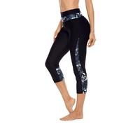 Charmo Swimming Shorts for Women Print Swim Leggings UV Protection Calf Length Swimming Capris Black M