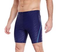 Charmo Waterproof Swimming Trunks for Men Board Shorts Fitted Swimming Bottom Navy Shark Skin Printed XL