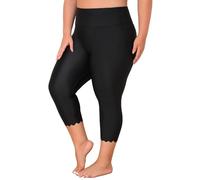 Charmo Womens High Waisted Swim Pants with Scallop Trim UPF 50+ Swim Shorts Quick Dry Swiming Legging Black 2X