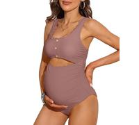 Charmo Womens Maternity Swimsuits One Piece Pregnancy Swimwear Pink-a S