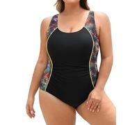 Charmo Women's Plus Size Racerback Swimming Costume Modest High Waisted One Piece Swimsuit with Adjustable Straps 24