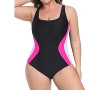 Charmo Women's Plus Size Swimsuit U-Back Adjustable Straps Tummy Control Swimming Costume Black/Pink/White 22