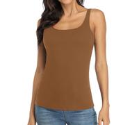 Charmo Womens Tank Top Shelf Bra Sleeveless Slim Fit Cotton Vest | Non-Padded, Adjustable Wide Strap, Square Neck, Basic Undershirt, Soft, Breathable, Homewear, Outdoor