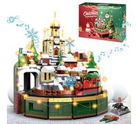 Charmofun Christmas Castle Building Set with Lights and Music, Roller Coaster and Christmas Castle Construction Kit, Christmas Construction Set for Adults and Children Years 8+