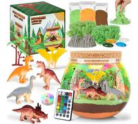 Charmofun Dinosaur Terrarium Kit, Dinosaur Terrarium Set for Teens, Arts and Crafts Kit with Remote Control and Colorful Lights, Dinosaur Toys for Boys 4 5 6 7 8-12 Years Old