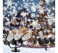 Charmofun Outdoor Christmas Projector, 3 Heads Dynamic Snowflake Projector IP44 Waterproof, Timed, Christmas Decoration for Indoor, Outdoor, Christmas, Wedding, Party