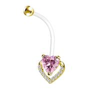 CHARMONLINE 14G Flower Flexible Clear Acrylic Pregnancy Belly Button Ring Letter Personalized Dangle Pregnancy Maternity Belly Rings, 14G, Acrylic, no gemstone
